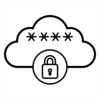 Cloud Encryption icon concept in black line color vector