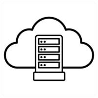 Cloud Server icon concept in black line color vector
