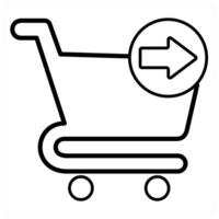 Send to Cart icon concept in black line color vector