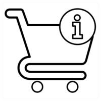 Cart Information icon concept in black line color vector