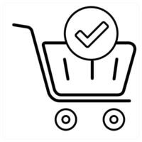Cart Approved icon concept in black line color vector