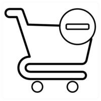 Remove From Cart icon concept in black line color vector