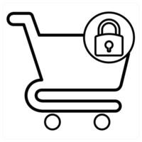 Cart Security icon concept in black line color vector