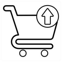 Upload Cart icon concept in black line color vector