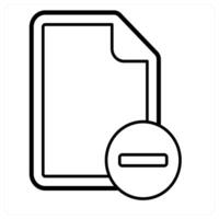 Remove File icon in black line color vector