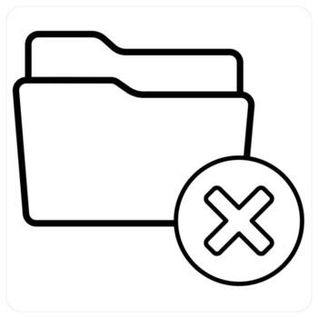 Delete Folder icon concept in black line color vector