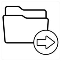 Send Folder icon concept in black line color vector
