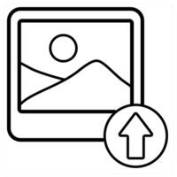 Upload Image icon concept in black line color vector