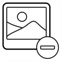 Remove Image icon concept in black line color vector