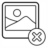 Delete Image icon concept in black line color vector