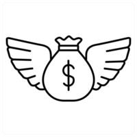 Loan icon concept in black line color vector
