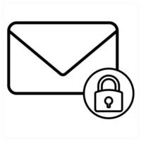 Mail Security icon concept in black line color vector