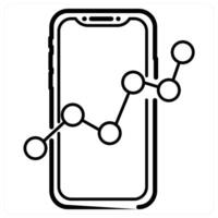 Mobile Analysis icon concept in black line color vector