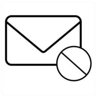 Delete Mail icon concept in black line color vector