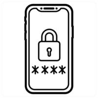 Mobile Security icon concept in black line color vector