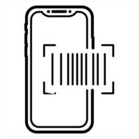 Mobile Code Bar icon concept in black line color vector