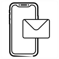 Mail and email icon concept in black line color vector