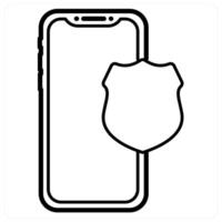 Mobile Security icon in black line color vector