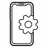 Mobile Setting icon in black line color vector