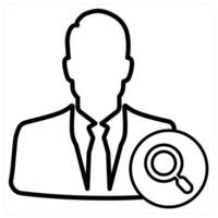 Search Profile icon in black line color vector