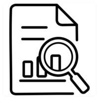 Data Search and find icon concept in black line color vector