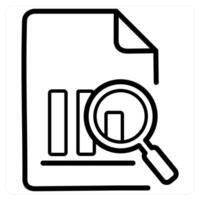 Data Search and search icon concept in black line color vector