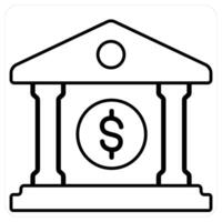Finance Bank and banking icon concept in black line color vector