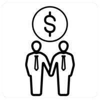 Partnership and deal icon concept in black line color vector