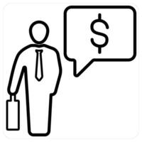 Finance Manager and finance icon concept in black line color vector