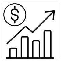 Sales Analytics and financial icon concept in black line color vector