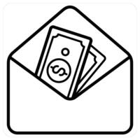 Email Funds and business icon concept in black line color vector