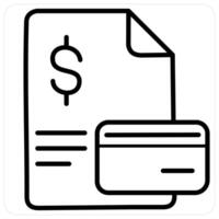 Cash Receipt and bill icon concept in black line color vector