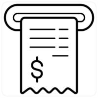 Receipt and invoice icon concept in black line color vector