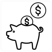 Savings icon in black line color vector