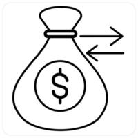 Funds icon concept in black line color vector