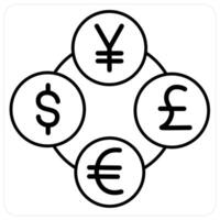 Currency Exchange and conversion icon concept in black line color vector