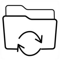 Folder Sync and Folder icon concept in black line color vector