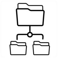 Subfolder and Folder in black line color vector