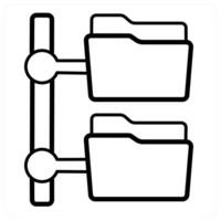 Folder Tree and Folder icon concept in black line color vector