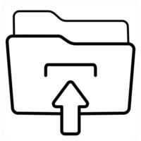 Folder Upload and Folder icon concept in black line color vector