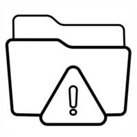 Alert and Folder icon concept in black line color vector