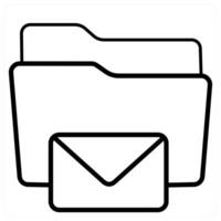 Email Folder and Folder icon concept in black line color vector