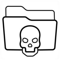 Confidential Folder and Folder icon concept in black line color vector