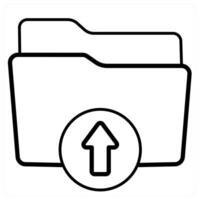 Upload Folder and Folder icon concept in black line color vector