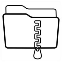 Zip Folder and Folder icon concept in black line color vector