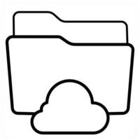 Cloud folder and Folder icon concept in black line color vector