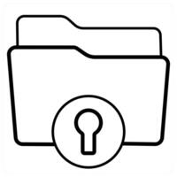 Secured Folder icon concept in black line color vector