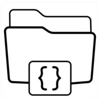 Folder Code and Folder icon concept in black line color vector