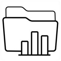 Statistic Folder and Folder icon concept in black line color vector