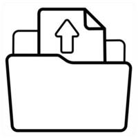 Document Upload and Folder icon concept in black line color vector